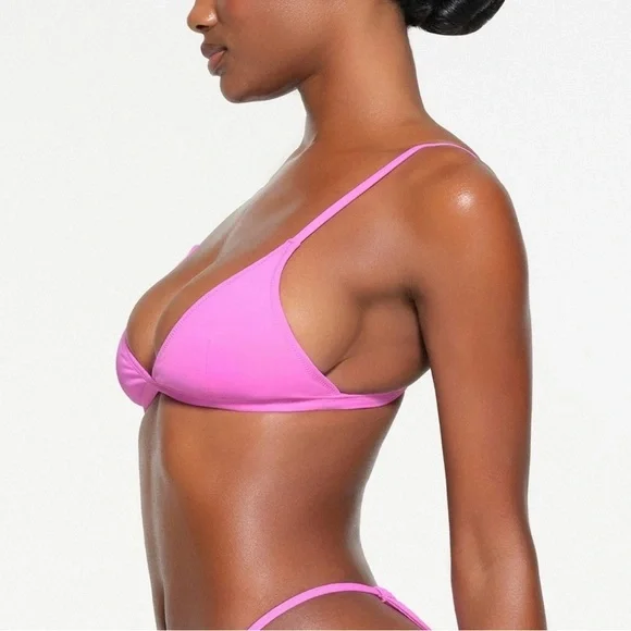 SKIMS Neon Orchid Pink Swim Adjustable Triangle Bikini Top size Large EUC - Picture 2 of 9